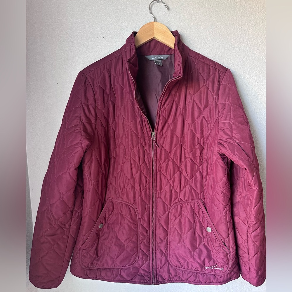 Eddie Bauer Womens Year Round Quilted Field Jacket Dark Berry Womens Size Large